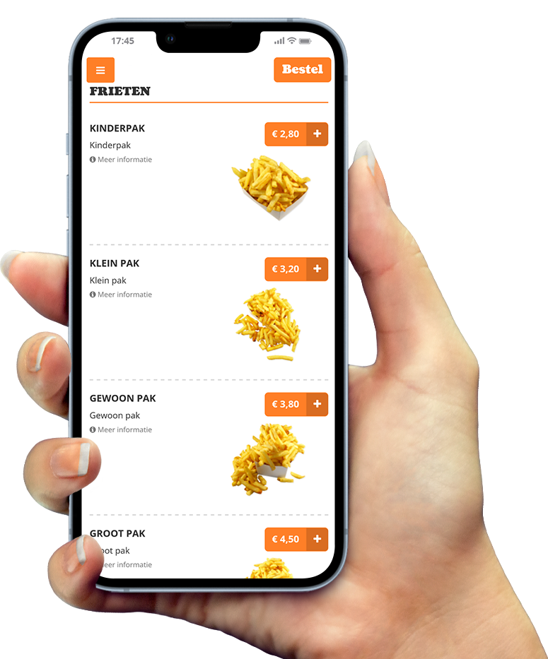 Voorbeeld van onze app op smartphone